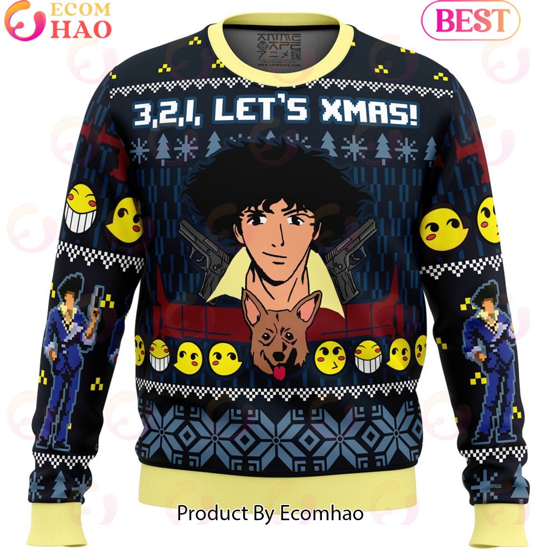 3, 2, 1, Let’s Xmas! Cowboy Bebop Ugly Christmas Sweater