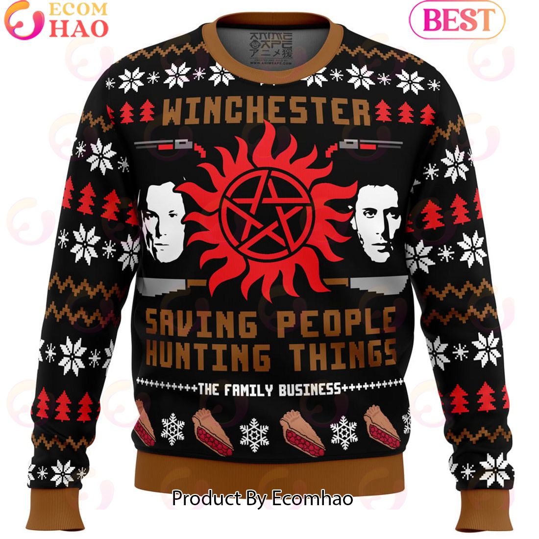 Christmas with the Winchesters Supernatural Ugly Christmas Sweater