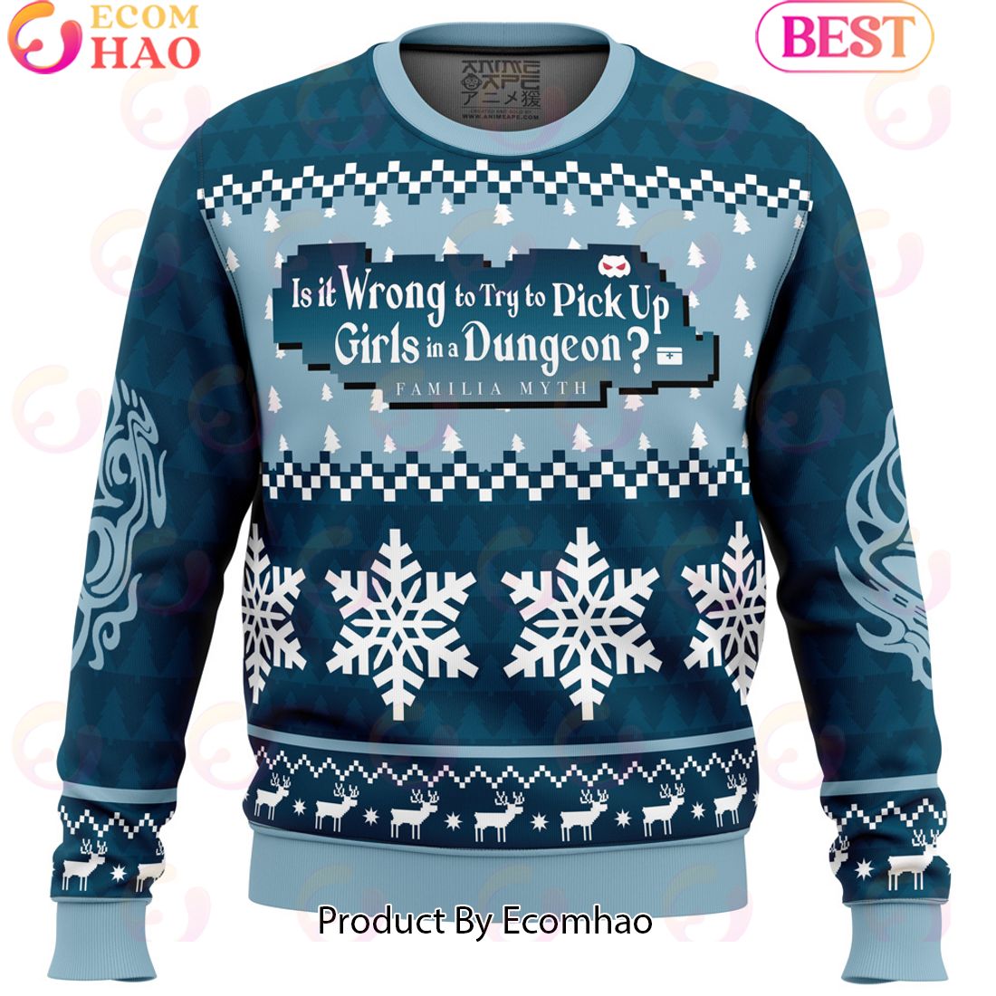 Hestia Familia Emblem DanMachi Ugly Christmas Sweater