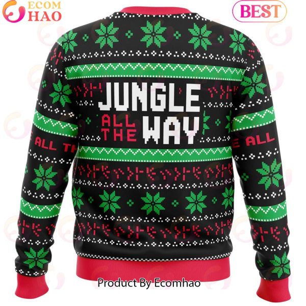 Jungle All The Way Arnold Schwarzenegger Ugly Christmas Sweater