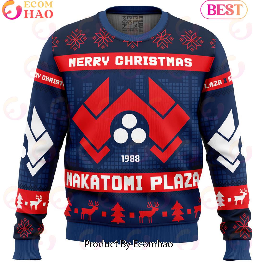 Nakatomi Plaza Die Hard Ugly Christmas Sweater