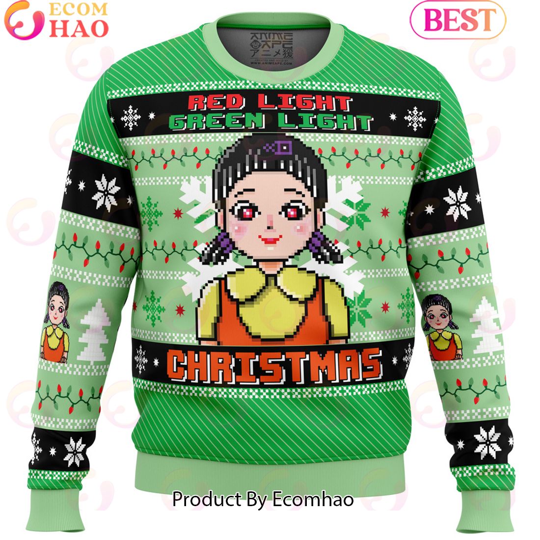 Red & Green Light Squid Game Ugly Christmas Sweater