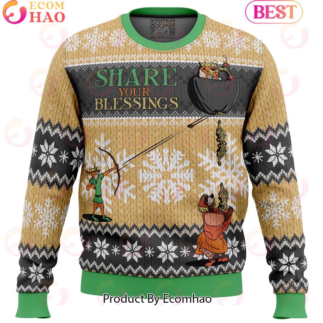 Share Your Blessings Robin Hood Disney Ugly Christmas Sweater