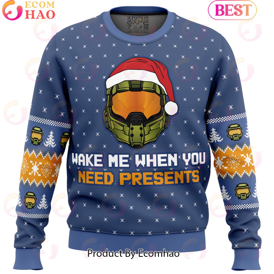 Wake Me When You Need Presents Halo Ugly Christmas Sweater