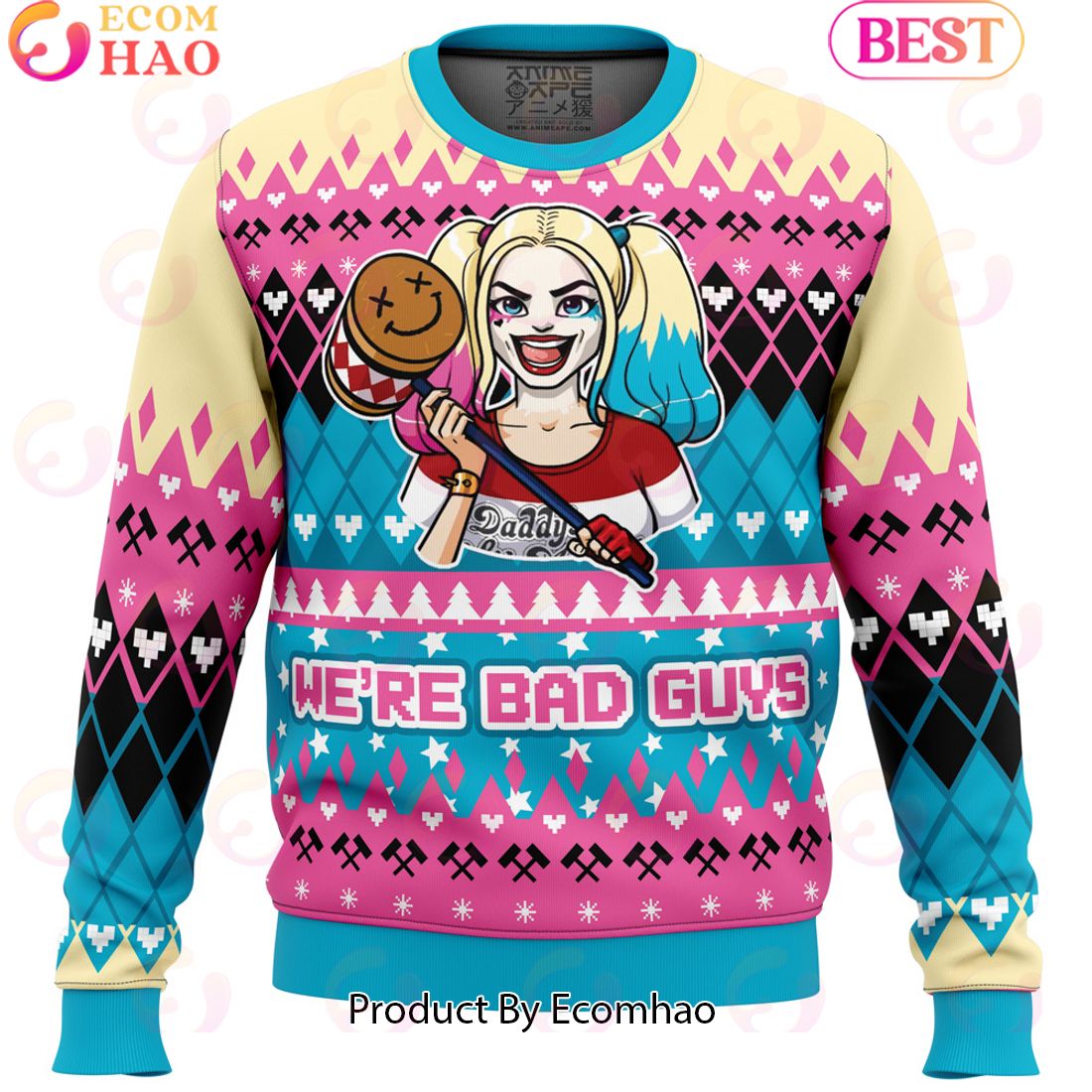 We’re Bad Guys Harley Quinn DC Comics Ugly Christmas Sweater