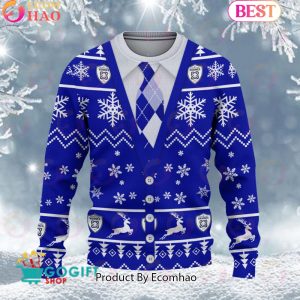 Rugby Club Vannes Santa hat Logo Ugly Christmas Sweater AOP Snow Flowers