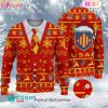 USON Nevers Santa hat Logo Ugly Christmas Sweater AOP Snow Flowers