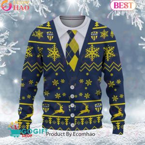 USON Nevers Santa hat Logo Ugly Christmas Sweater AOP Snow Flowers