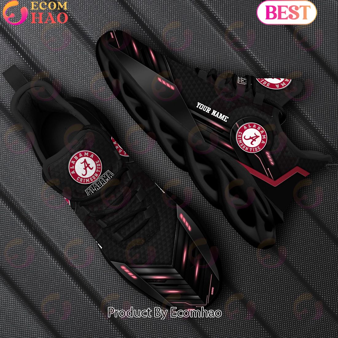 NCAA Alabama Crimson Tide Team Black Clunky Max Soul Shoes Sneakers Custom Your Name