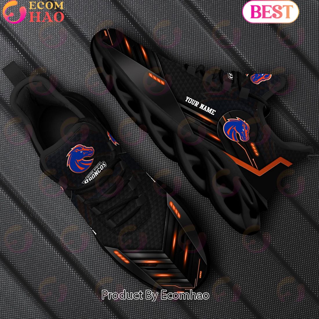 NCAA Boise State Broncos Team Black Clunky Max Soul Shoes Sneakers Custom Your Name