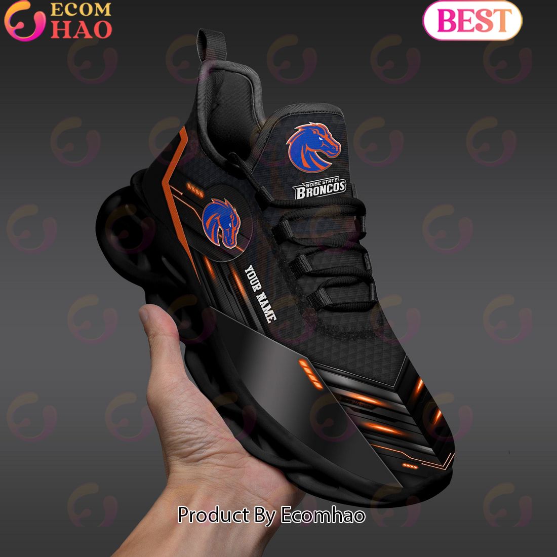 NCAA Boise State Broncos Team Black Clunky Max Soul Shoes Sneakers Custom Your Name