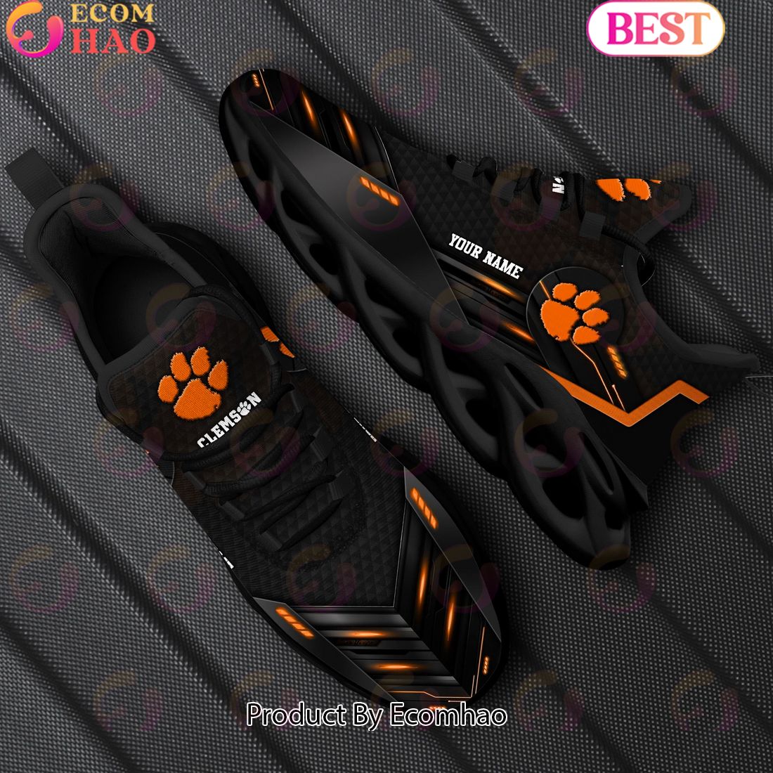 NCAA Clemson Tigers Team Black Clunky Max Soul Shoes Sneakers Custom Your Name