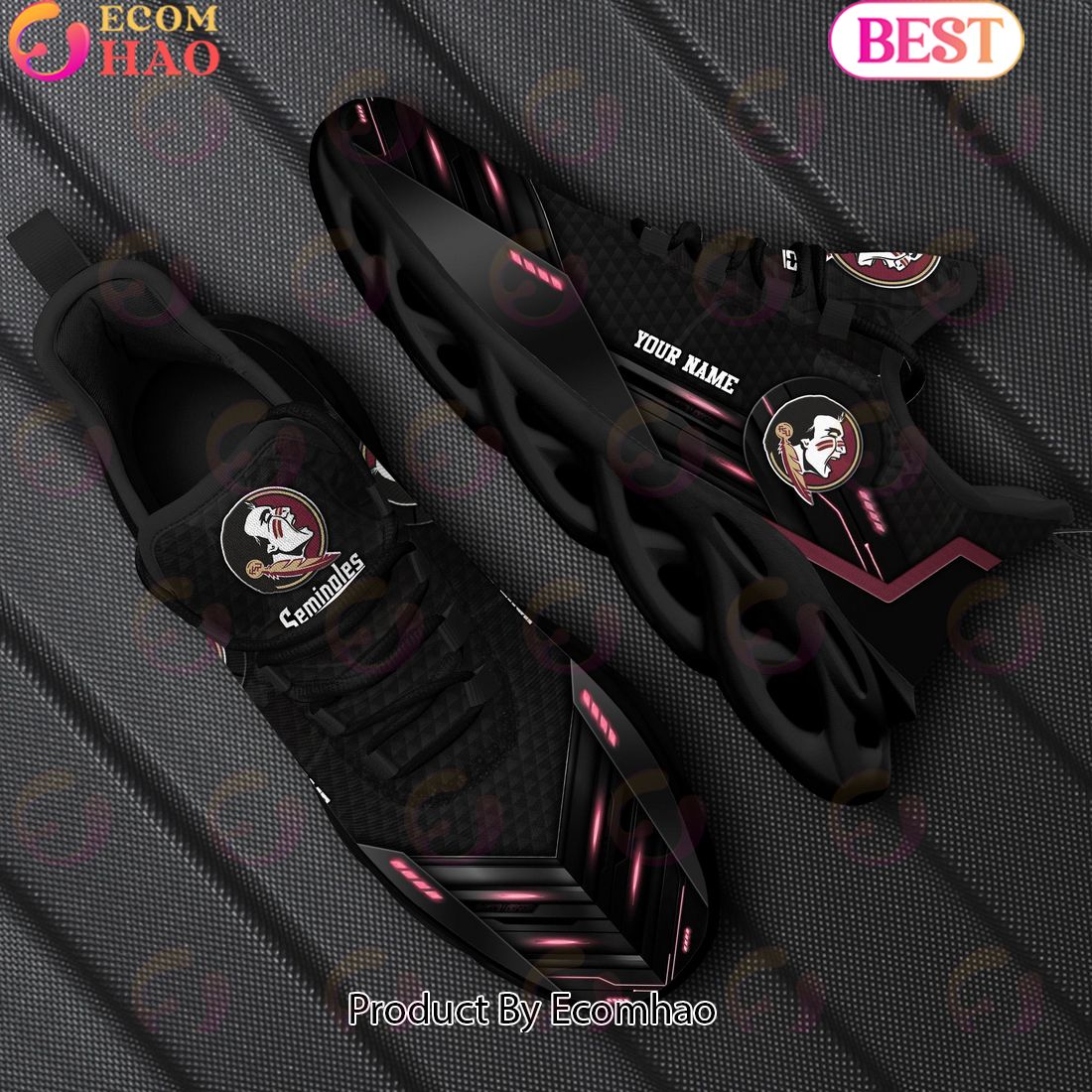 NCAA Florida State Seminoles Team Black Clunky Max Soul Shoes Sneakers Custom Your Name