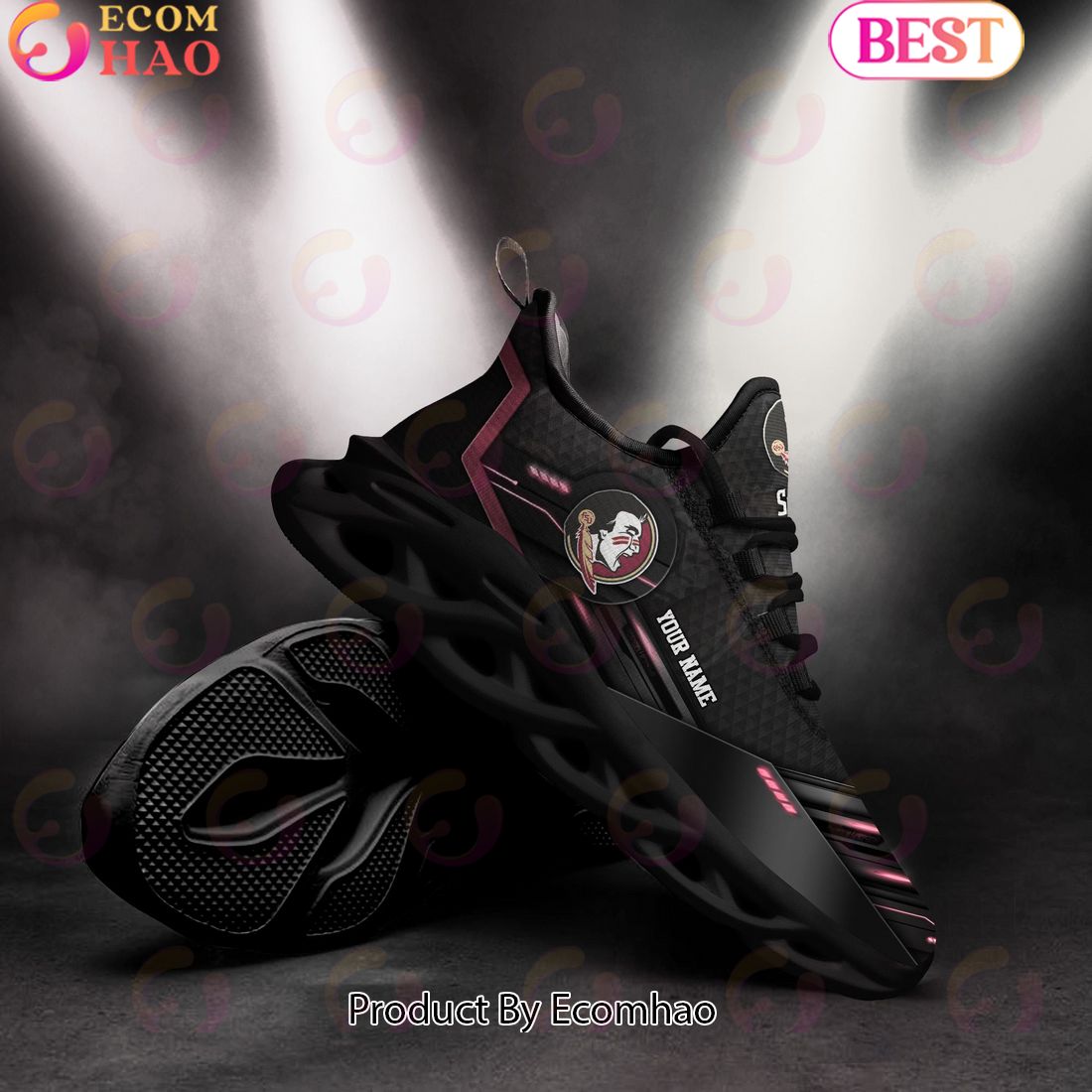 NCAA Florida State Seminoles Team Black Clunky Max Soul Shoes Sneakers Custom Your Name