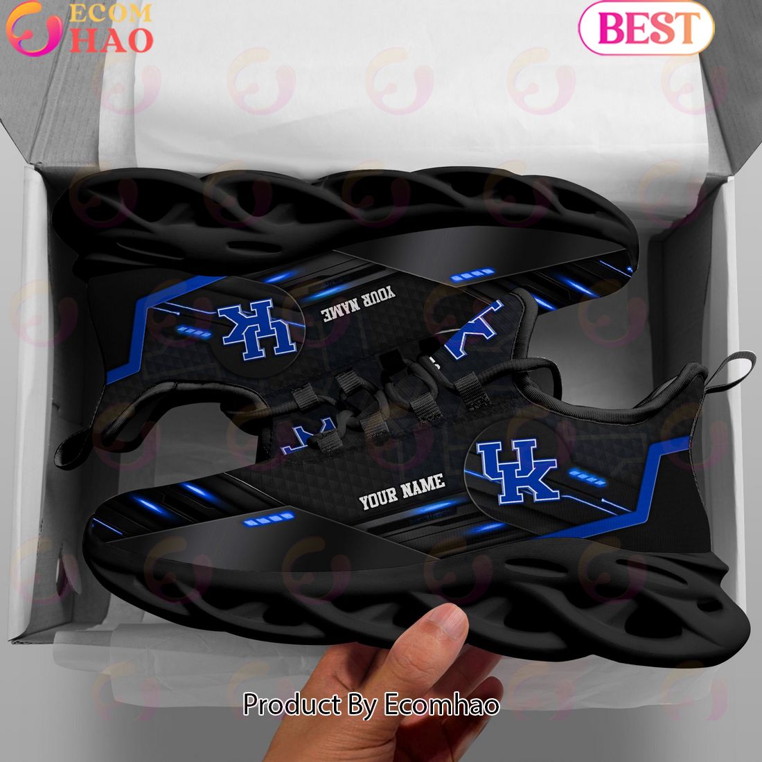 NCAA Kentucky Wildcats Team Black Clunky Max Soul Shoes Sneakers Custom Your Name