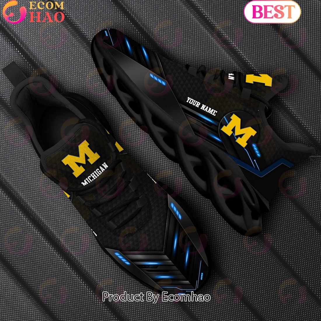 NCAA Michigan Wolverines Team Black Clunky Max Soul Shoes Sneakers Custom Your Name