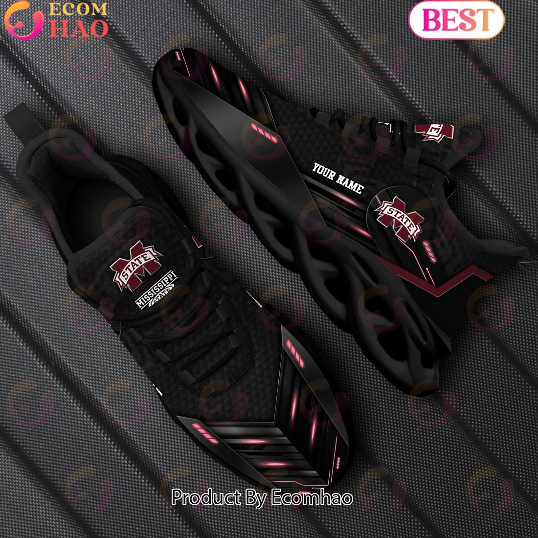 NCAA Mississippi State Bulldogs Team Black Clunky Max Soul Shoes Sneakers Custom Your Name