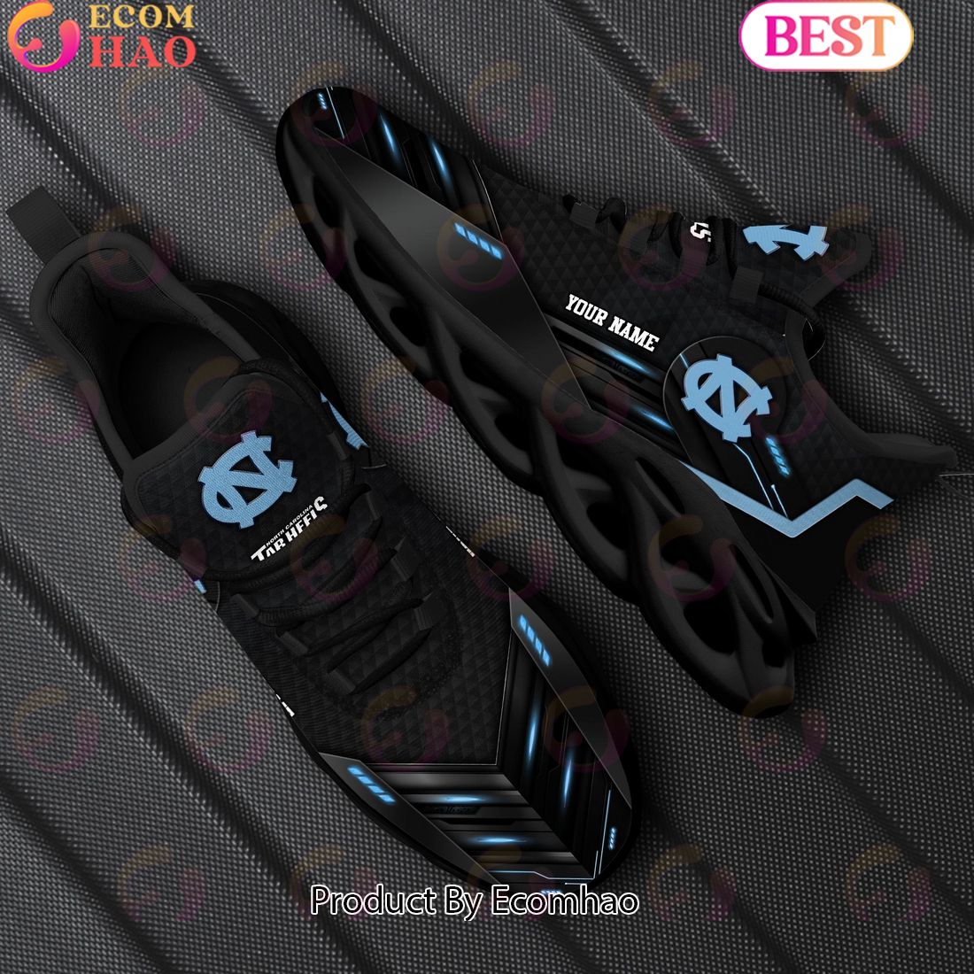 NCAA North Carolina Tar Heels Team Black Clunky Max Soul Shoes Sneakers Custom Your Name