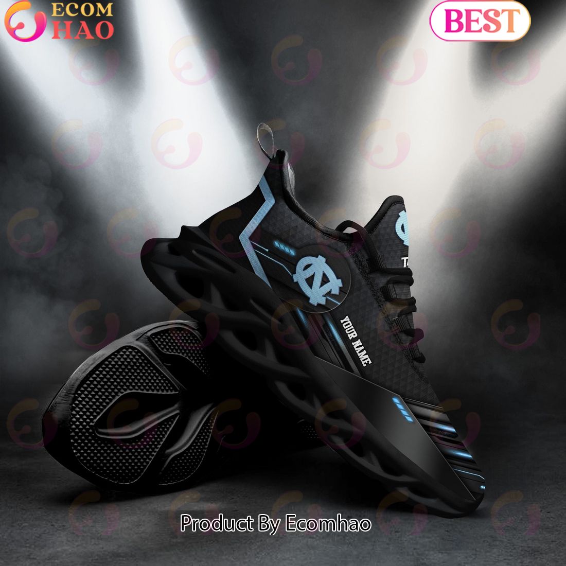 NCAA North Carolina Tar Heels Team Black Clunky Max Soul Shoes Sneakers Custom Your Name