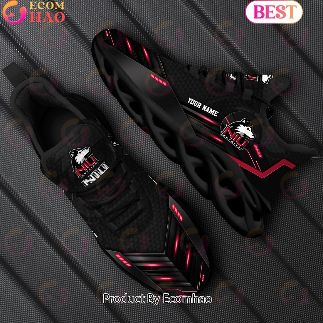 NCAA Northern Illinois Huskies Team Black Clunky Max Soul Shoes Sneakers Custom Your Name