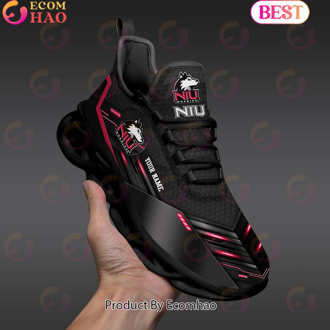 NCAA Northern Illinois Huskies Team Black Clunky Max Soul Shoes Sneakers Custom Your Name