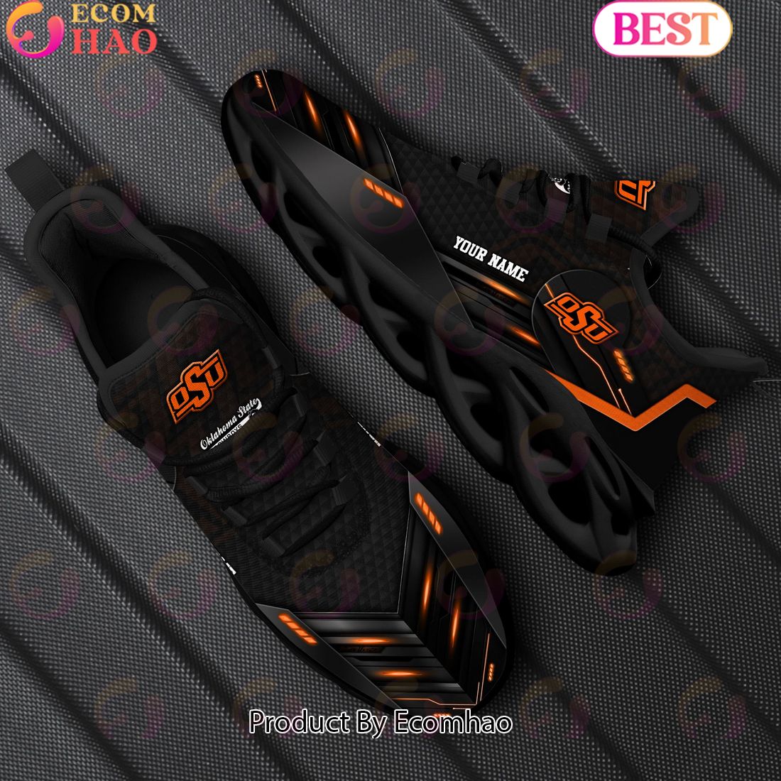 NCAA Oklahoma State Cowboys Team Black Clunky Max Soul Shoes Sneakers Custom Your Name