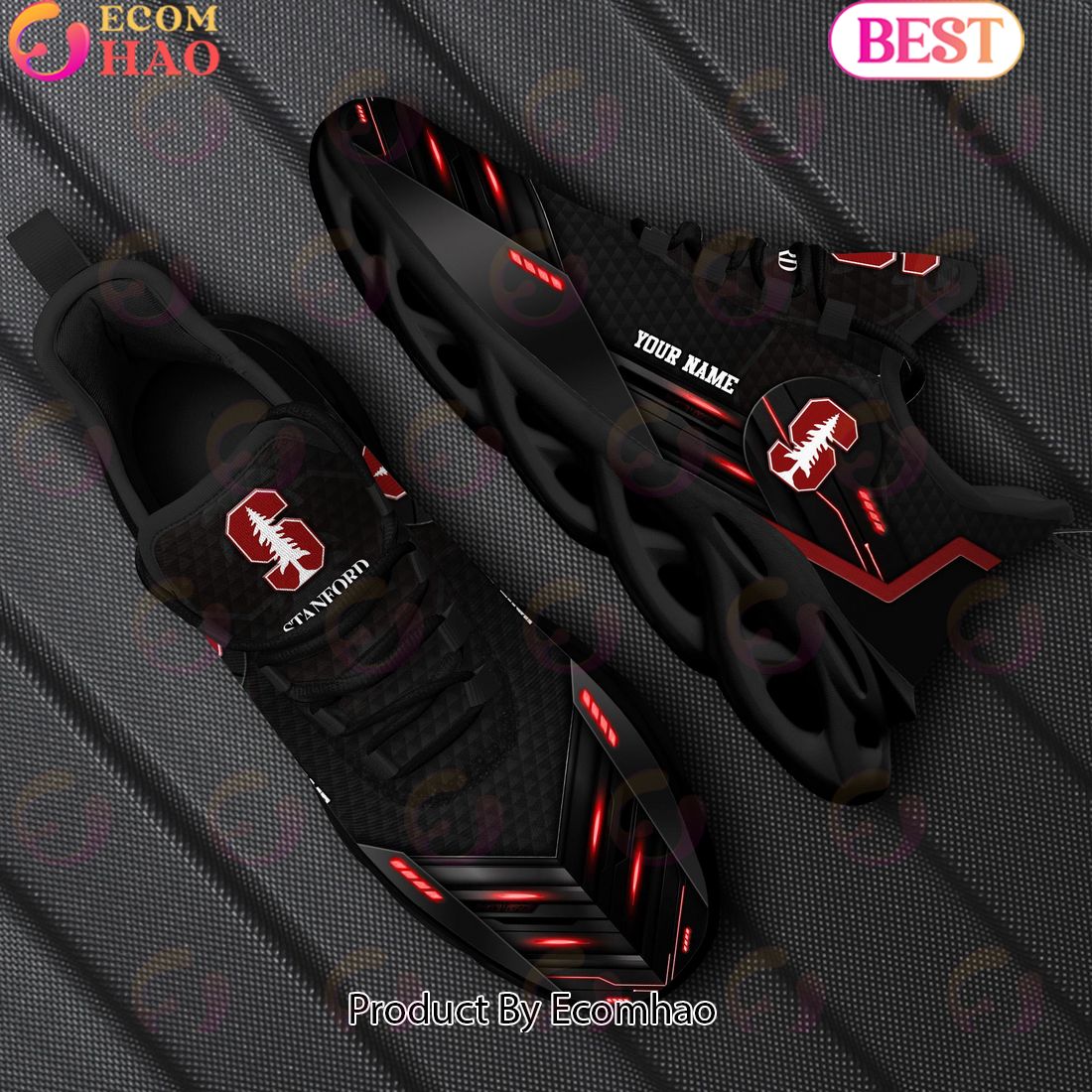 NCAA Stanford Cardinal Team Black Clunky Max Soul Shoes Sneakers Custom Your Name