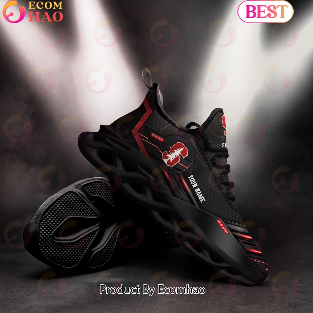 NCAA Stanford Cardinal Team Black Clunky Max Soul Shoes Sneakers Custom Your Name