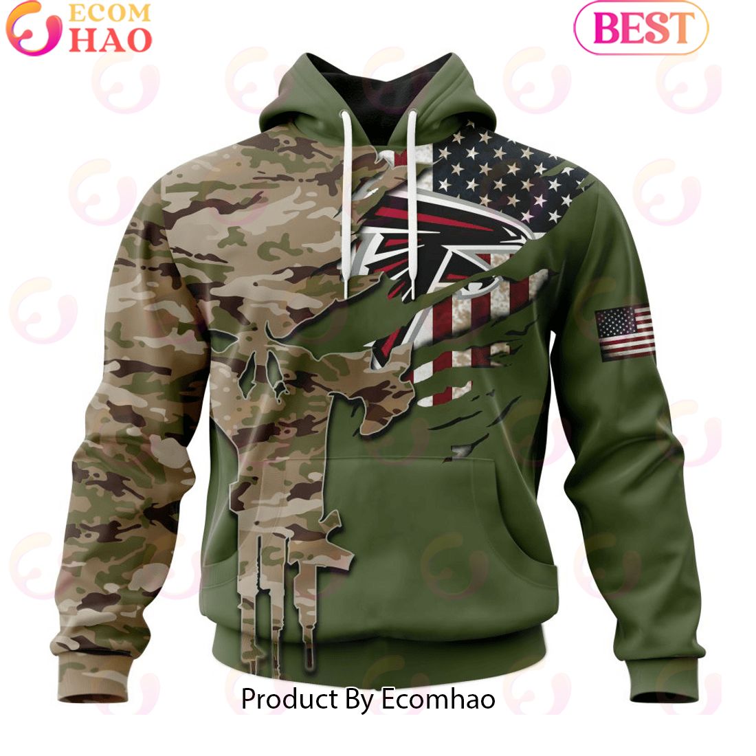 NFL Atlanta Falcons Special Camo Design For Veterans Day 3D Hoodie