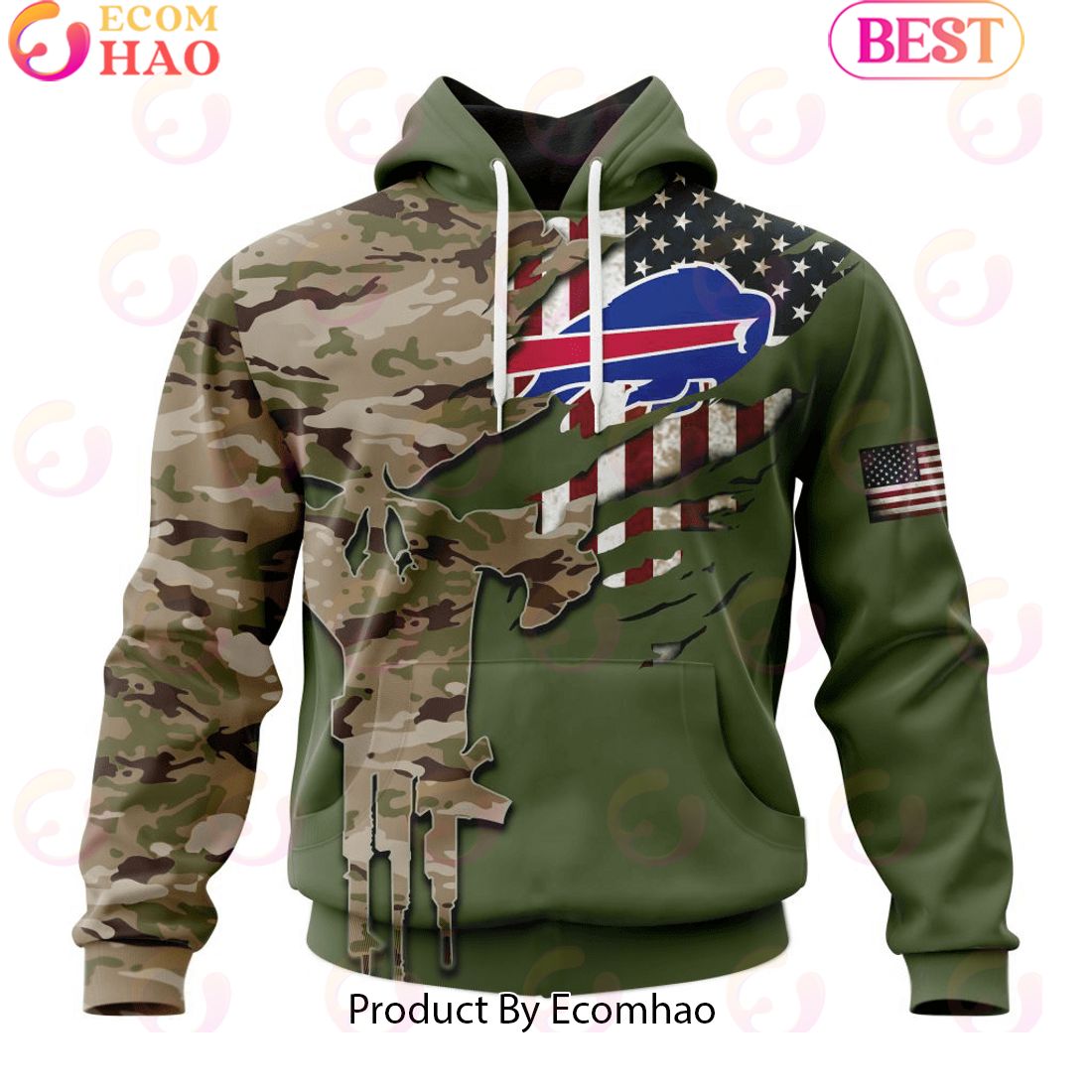 NFL Chicago Bears Special Camo Design For Veterans Day 3D Hoodie