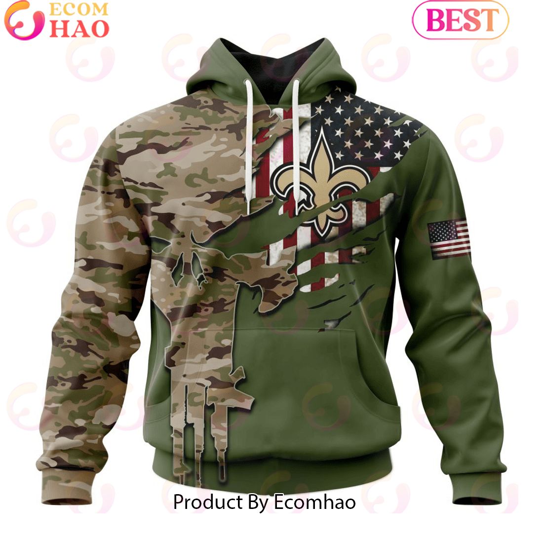 NFL Philadelphia Eagles Special Camo Design For Veterans Day 3D Hoodie