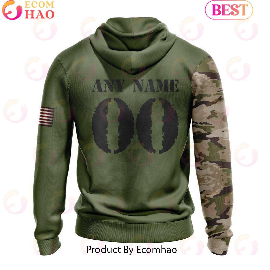 NFL New York Jets Special Camo Design For Veterans Day 3D Hoodie