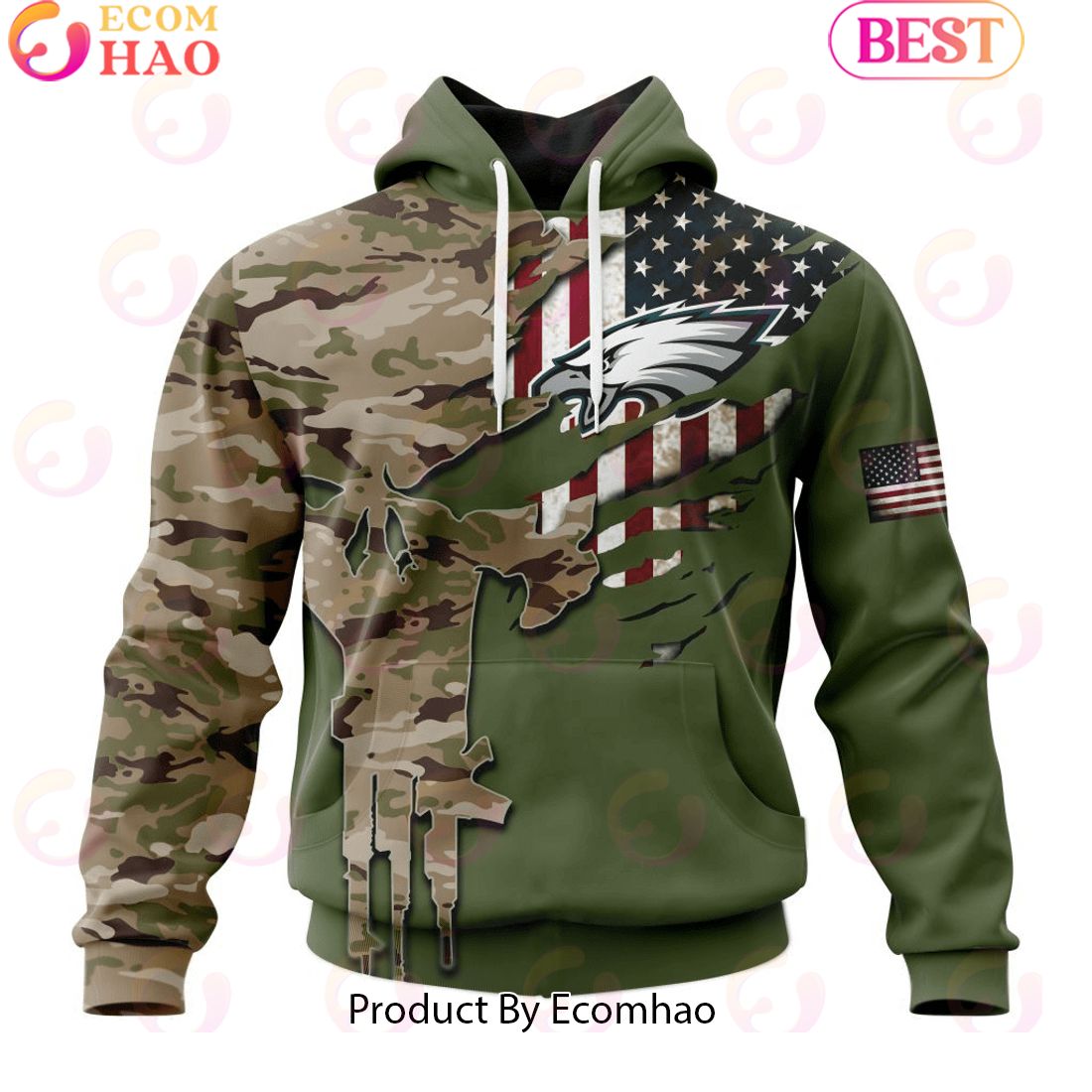 NFL Washington Commanders Special Camo Design For Veterans Day 3D Hoodie