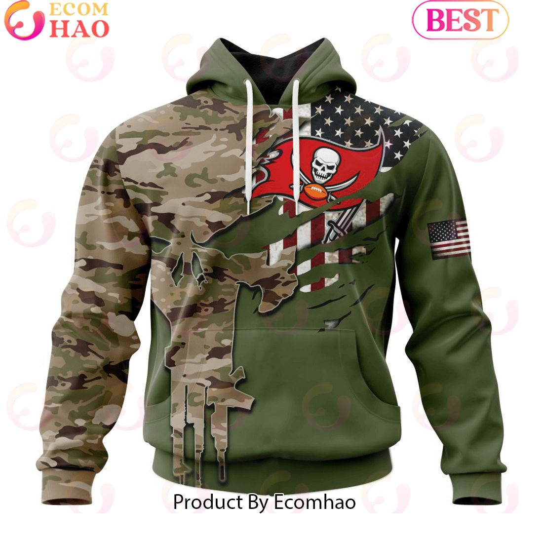 NFL Tampa Bay Buccaneers Special Camo Design For Veterans Day 3D Hoodie