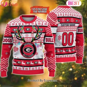 NCAA Georgia Bulldogs Reindeer Light Ugly Christmas Sweater