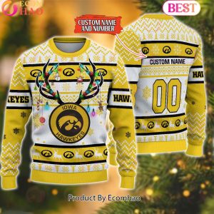 NCAA Iowa Hawkeyes Reindeer Light Ugly Christmas Sweater