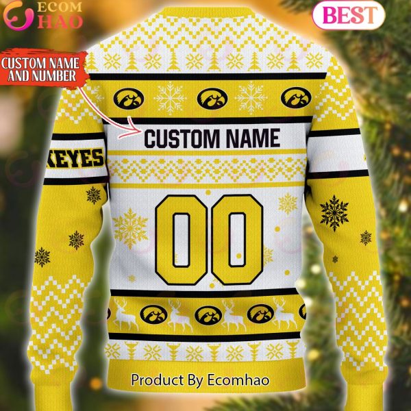 NCAA Iowa Hawkeyes Reindeer Light Ugly Christmas Sweater