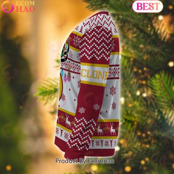 NCAA Iowa State Cyclones Reindeer Light Ugly Christmas Sweater