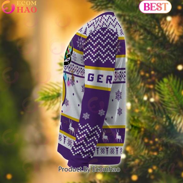 NCAA LSU Tigers Reindeer Light Ugly Christmas Sweater