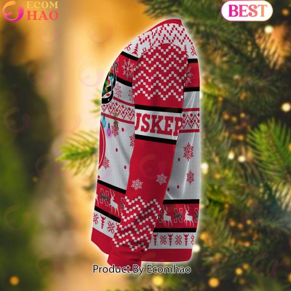 NCAA Nebraska Cornhuskers Reindeer Light Ugly Christmas Sweater