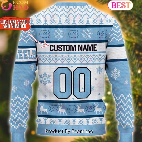 NCAA North Carolina Tar Heels Reindeer Light Ugly Christmas Sweater