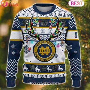 NCAA Notre Dame Fighting Irish Reindeer Light Ugly Christmas Sweater