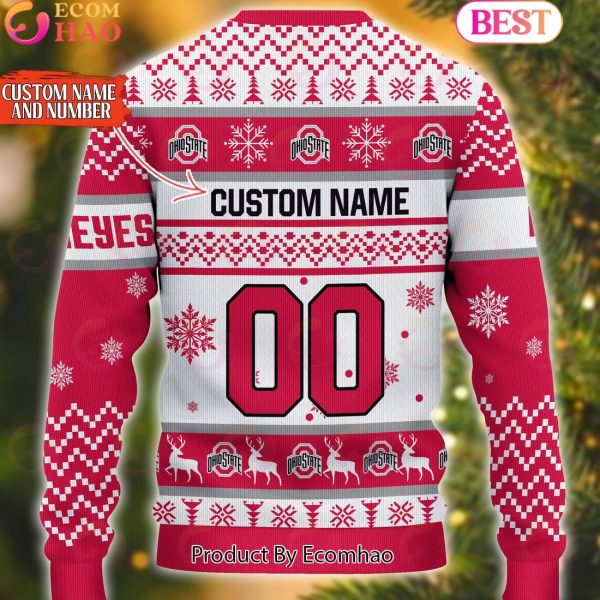 NCAA Ohio State Buckeyes Reindeer Light Ugly Christmas Sweater