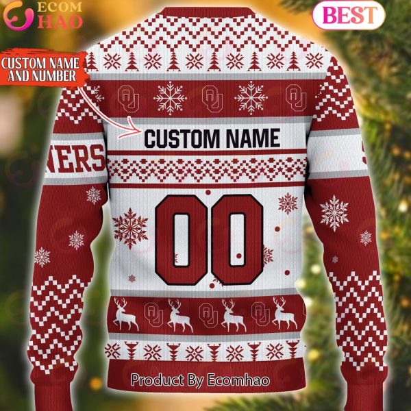 NCAA Oklahoma Sooners Reindeer Light Ugly Christmas Sweater