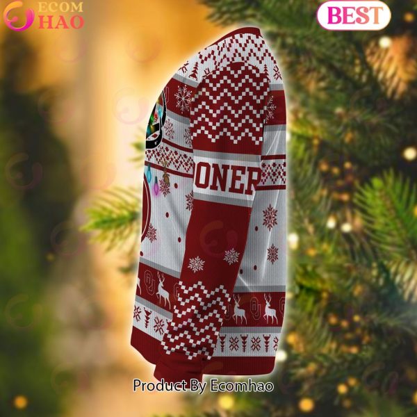 NCAA Oklahoma Sooners Reindeer Light Ugly Christmas Sweater