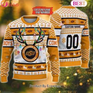 NCAA Oklahoma State Cowboys Reindeer Light Ugly Christmas Sweater