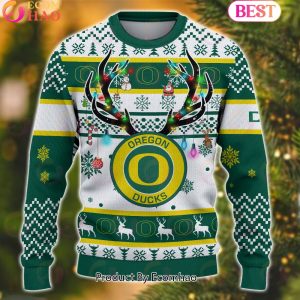 NCAA Oregon Ducks Reindeer Light Ugly Christmas Sweater