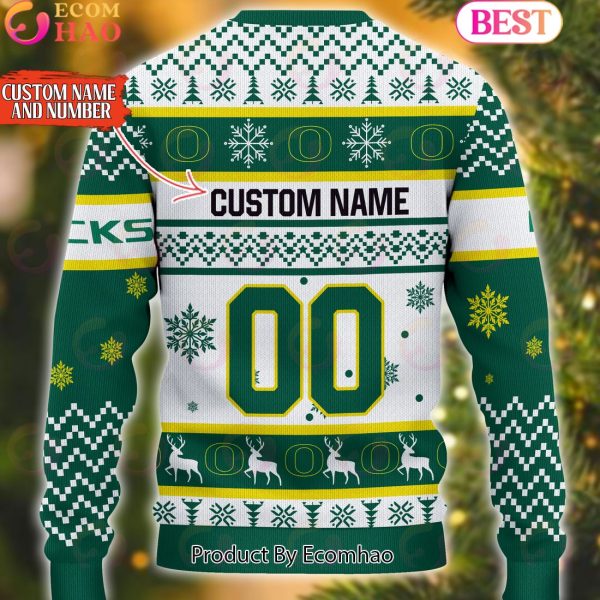 NCAA Oregon Ducks Reindeer Light Ugly Christmas Sweater