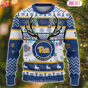 NCAA Pittsburgh Panthers Reindeer Light Ugly Christmas Sweater