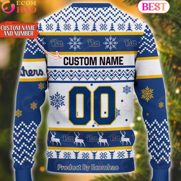 NCAA Pittsburgh Panthers Reindeer Light Ugly Christmas Sweater